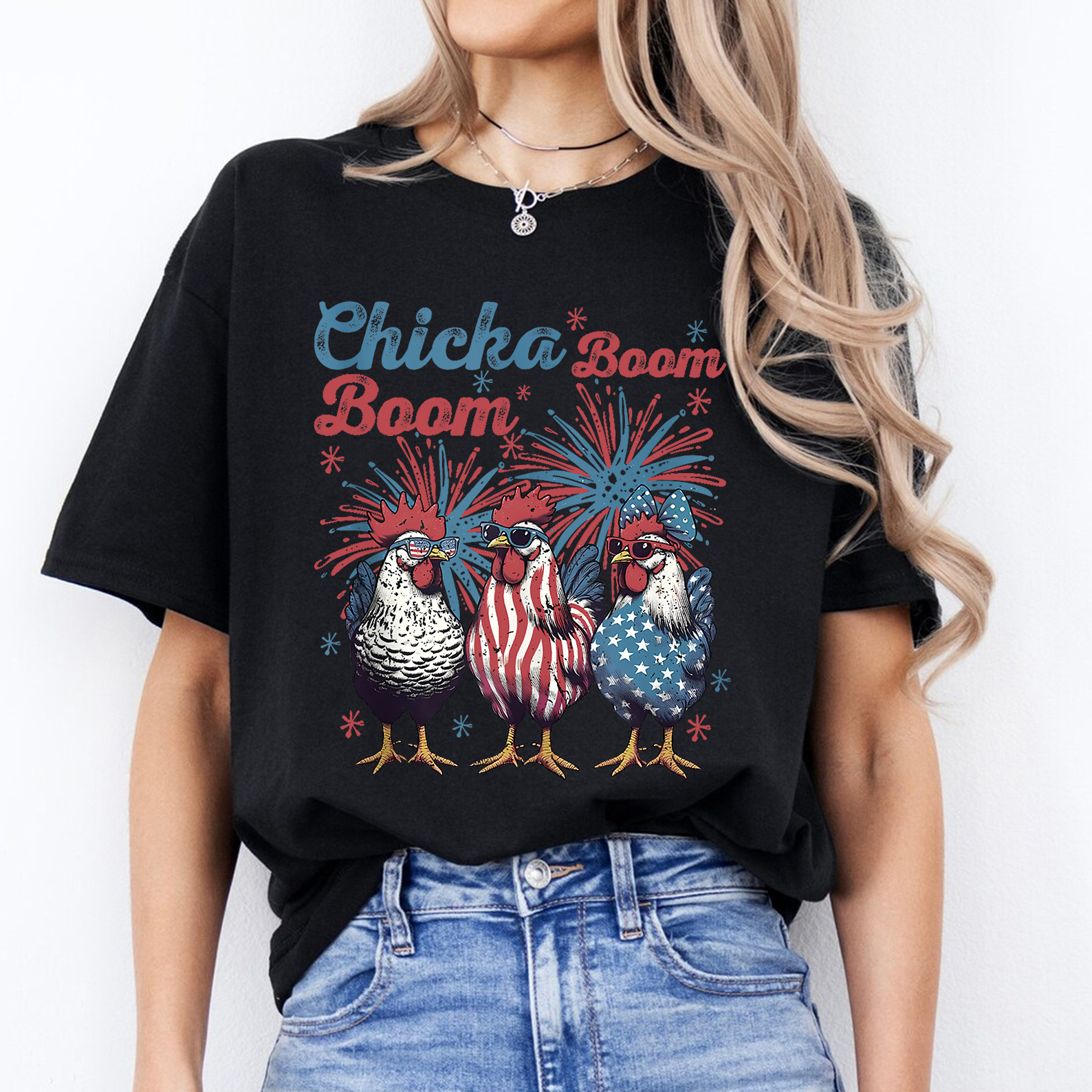 Chicka Boom Boom Shirt Funny 4th of July Chicken Tee