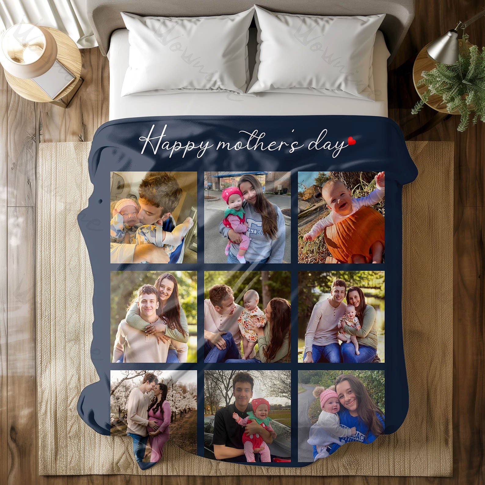 Personalized 9 Photos Happy Mother's Day Blankets Fleece Blanket
