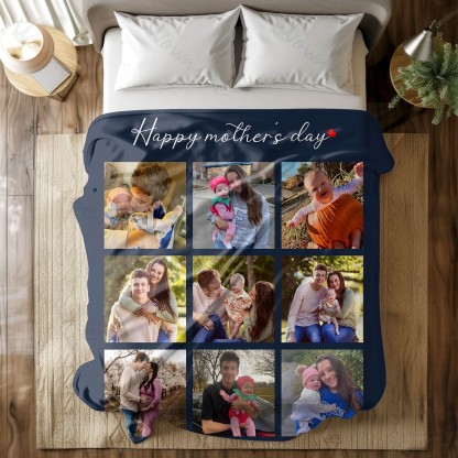 Personalized 9 Photos Happy Mother's Day Blankets Fleece Blanket