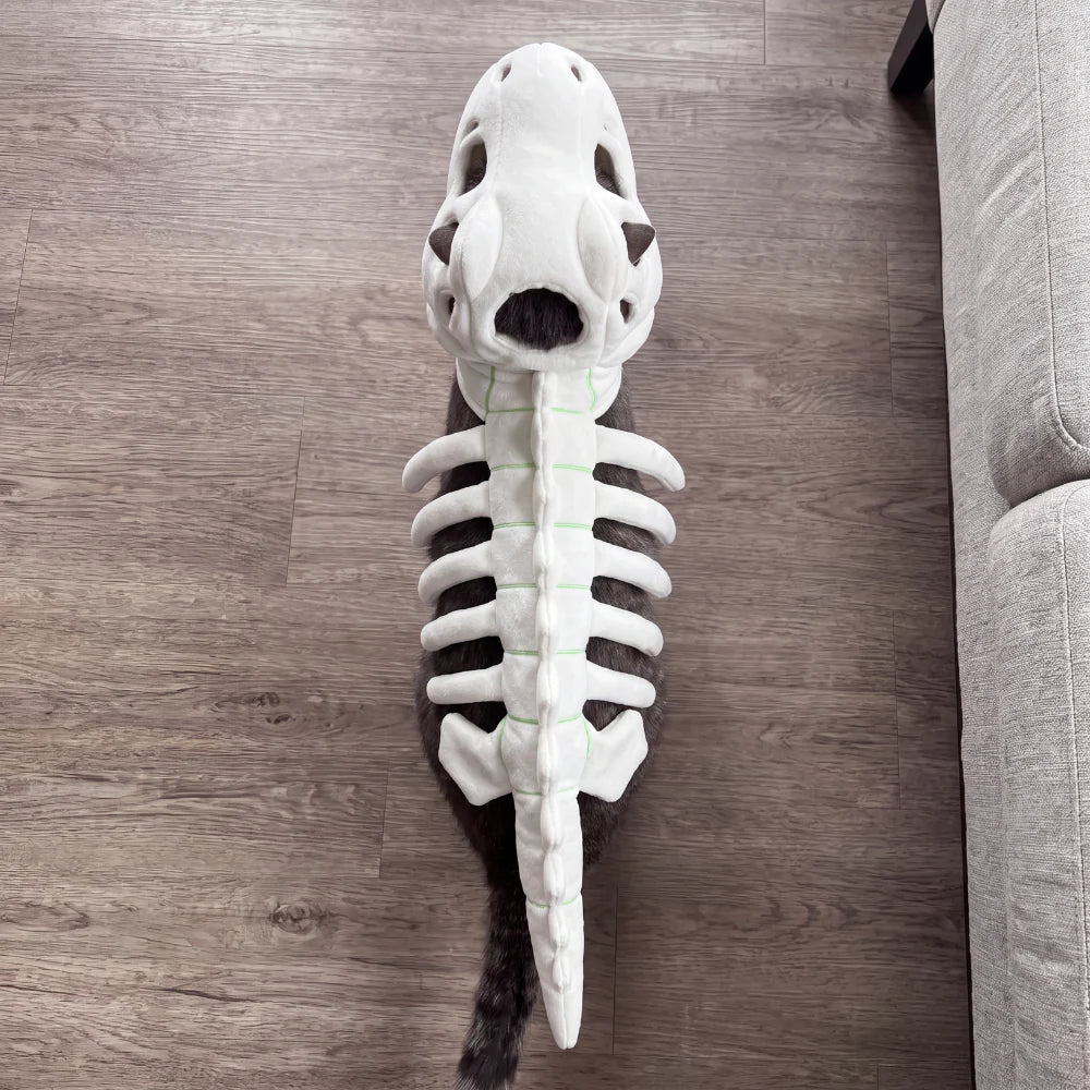 CatSaur Glow-in-the-Dark Dinosaur Skeleton Plush Toy for Dogs & Cats