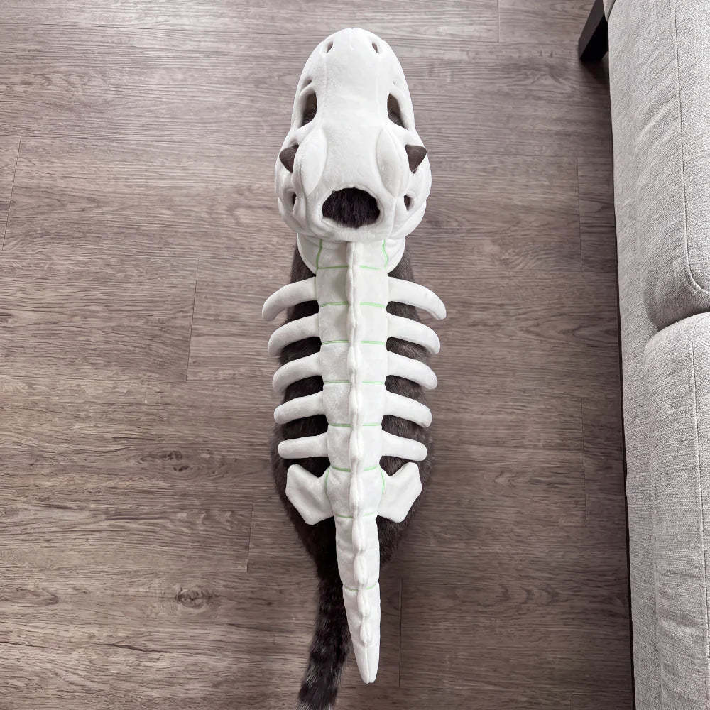 CatSaur Glow-in-the-Dark Dinosaur Skeleton Plush Toy for Dogs & Cats