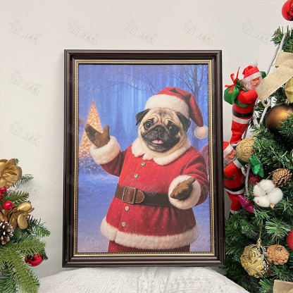 Custom Christmas Pet Art Canvas Frame Portrait