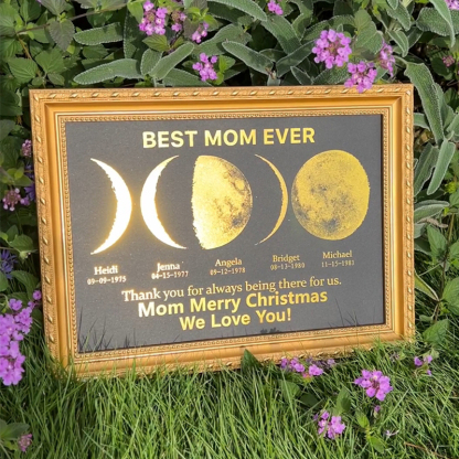Custom Moon Phase Frame With Text & Date- Custom Art Frame for Mom - Mommy's Universe