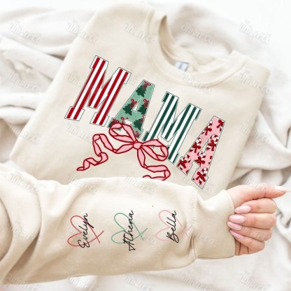 Christmas “MAMA” Personalized Sweatshirt - Festive Maternal Apparel with Custom Details