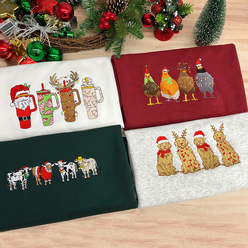 Christmas Coffee Cup Embroidered Sweatshirt, Winter Christmas Coffee Sweatshirt, Coffee Lover Gift