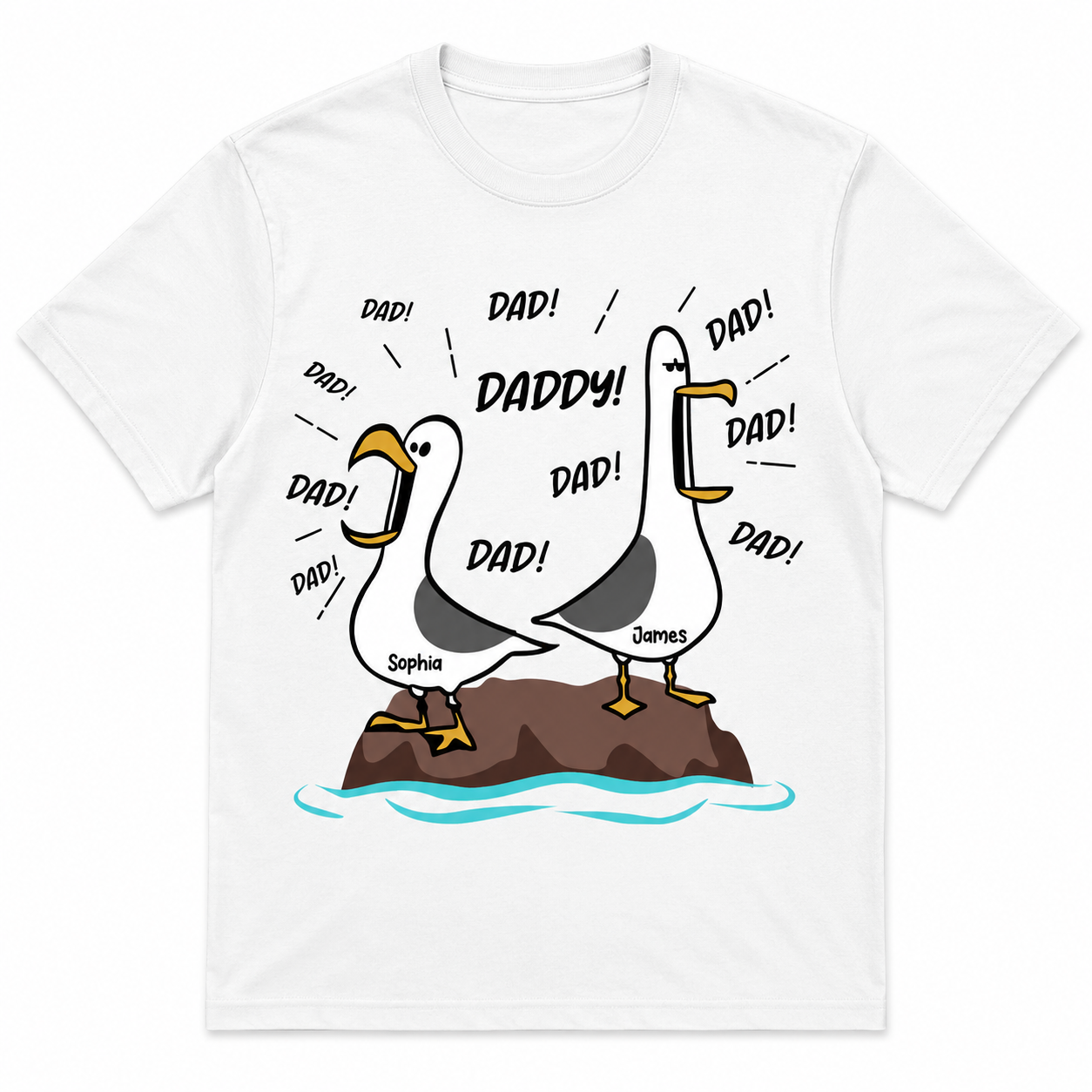 Personalized Seagull Dad Shirt - Custom Kids Names Funny Father’s Day Gift Tee