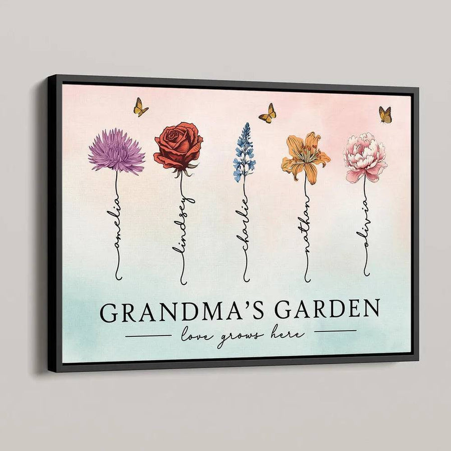 Personalized Birth Month Flower Gift for Grandma or Mom - Beautiful Poster or Canvas
