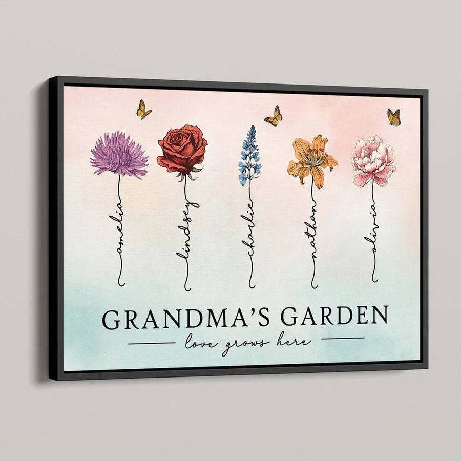 Personalized Birth Month Flower Gift for Grandma or Mom - Beautiful Poster or Canvas