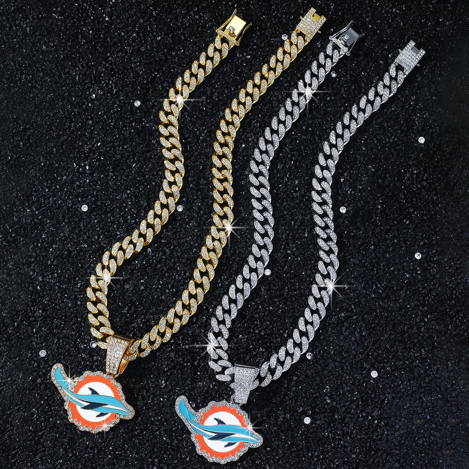Football Team Cuban Link Pendant Necklace