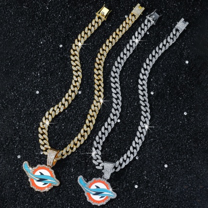 Football Team Cuban Link Pendant Necklace