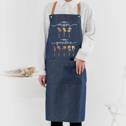 [Copy]Birth Flower Bouquet Customized Apron Waterproof