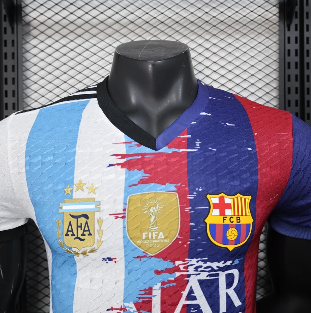 Barcelona Argentina Number 10 Soccer Jersey - Sky Blue & White Fan Shirt