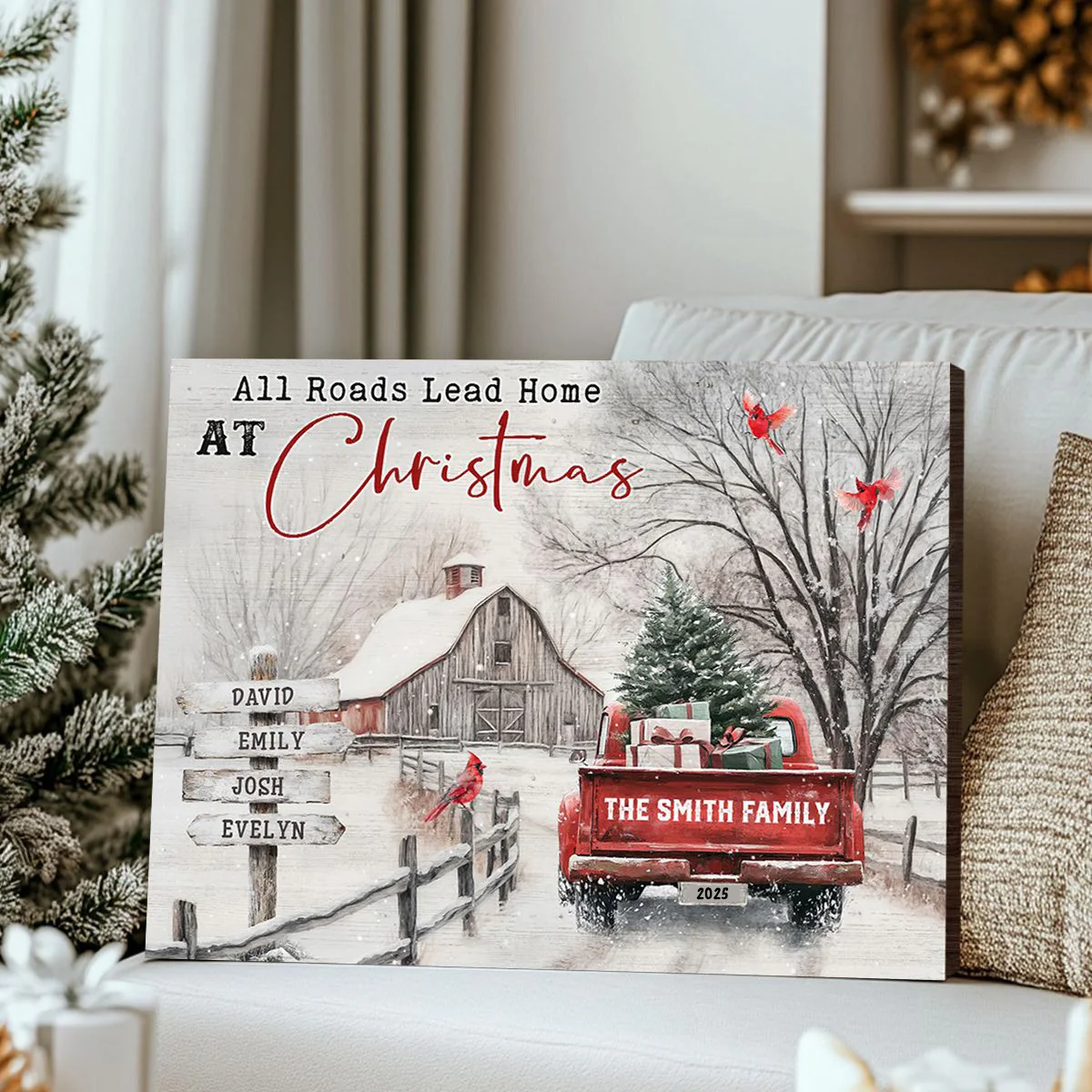 Custom All Roads Lead Home at Christmas Canvas