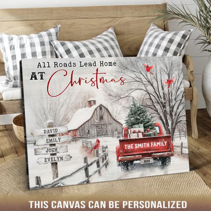 Custom All Roads Lead Home at Christmas Canvas