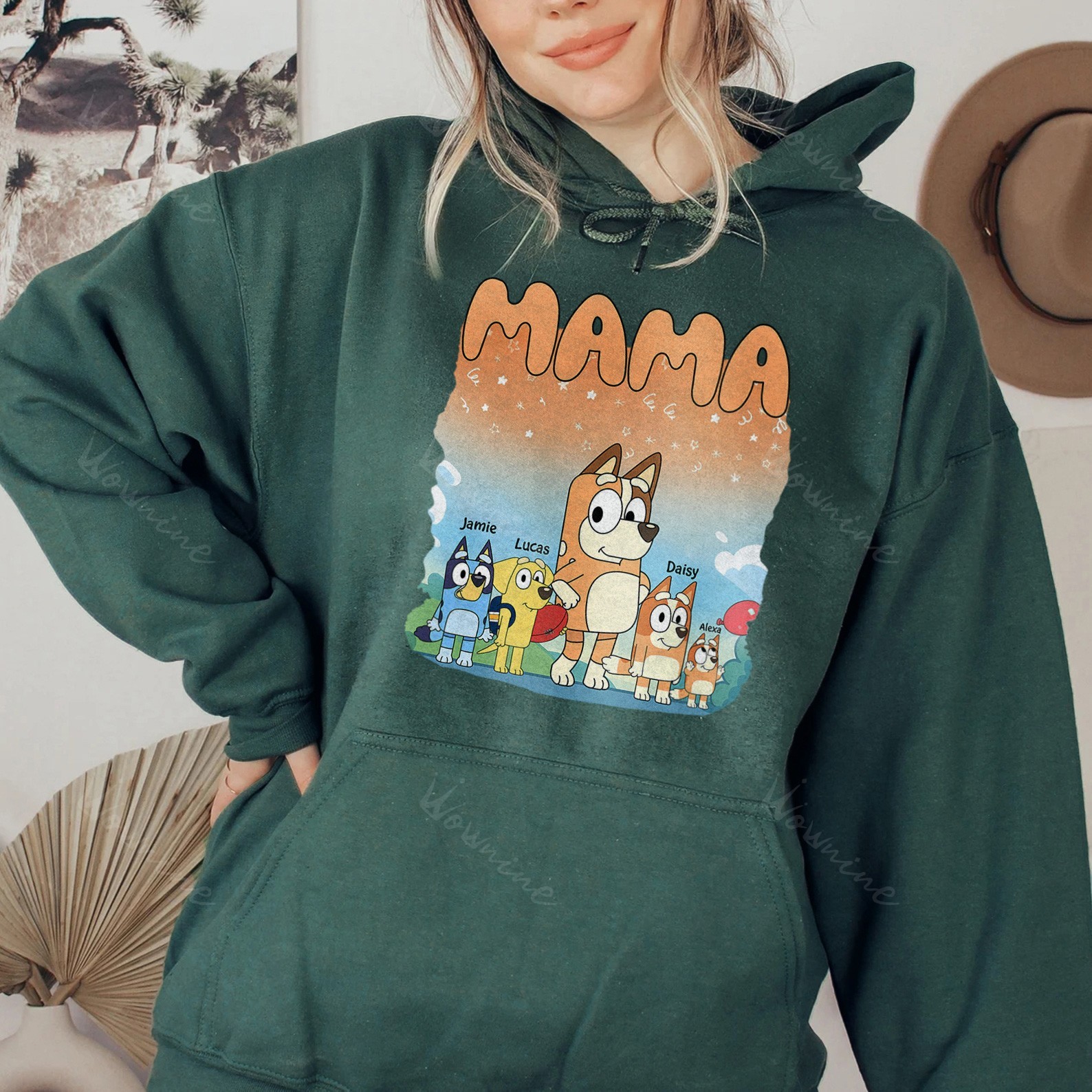 Custom Cartoon Dog MAMA With Kids Sweatshirt