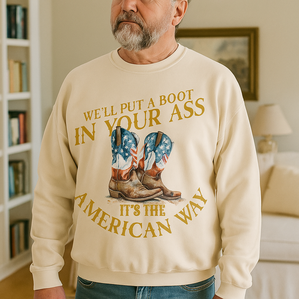 “Hardcore Patriot” American Way Cowboy Boot Hoodie
