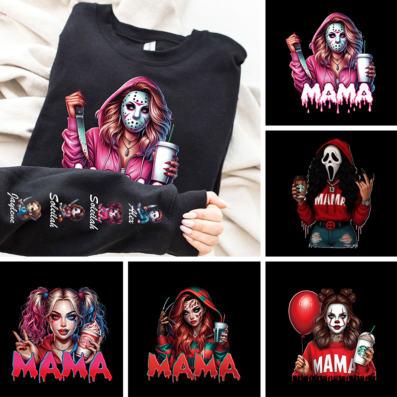 Personalized Horror Mask Mama Halloween Sweatshirt