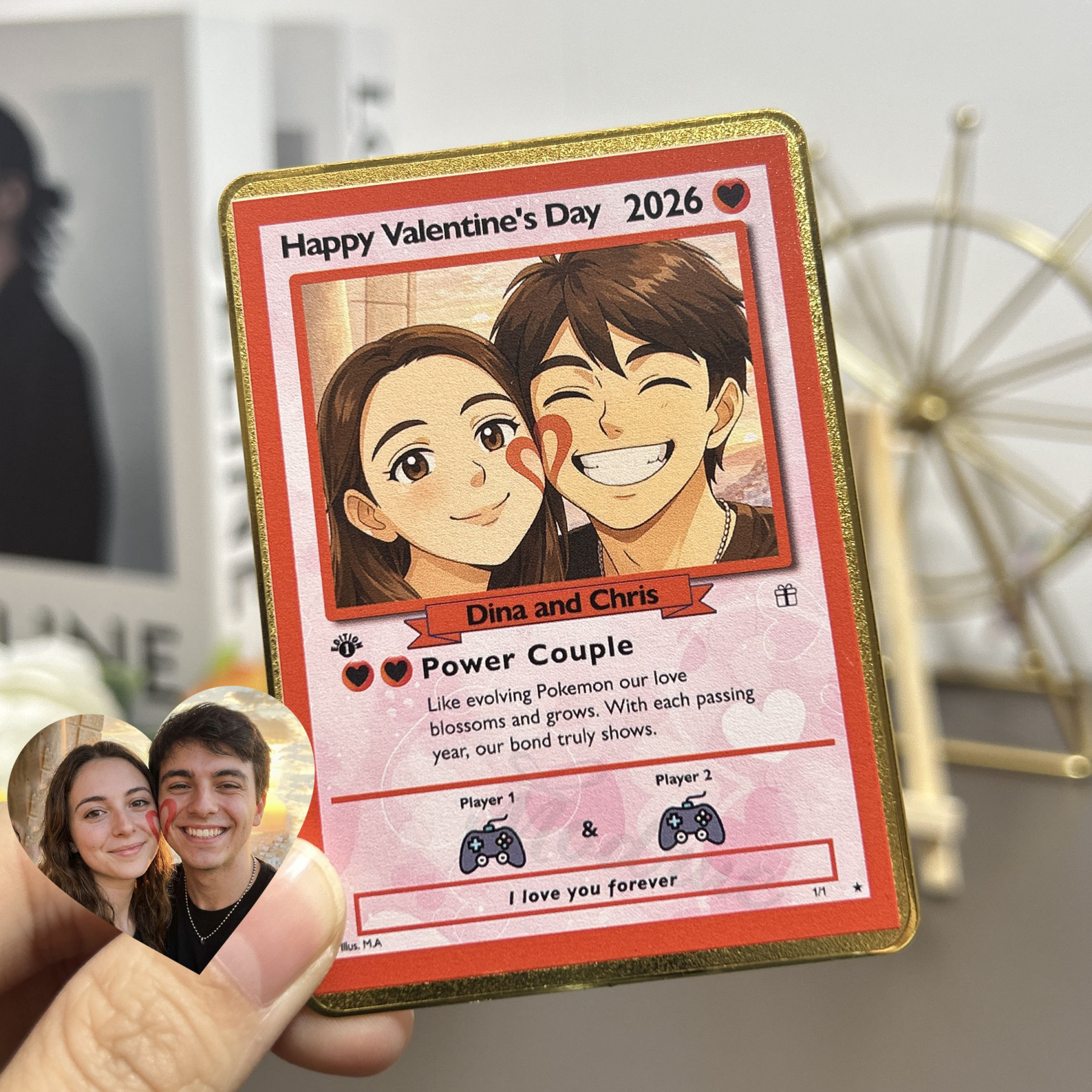 Custom Anniversary Card Couple Photo Anime Style