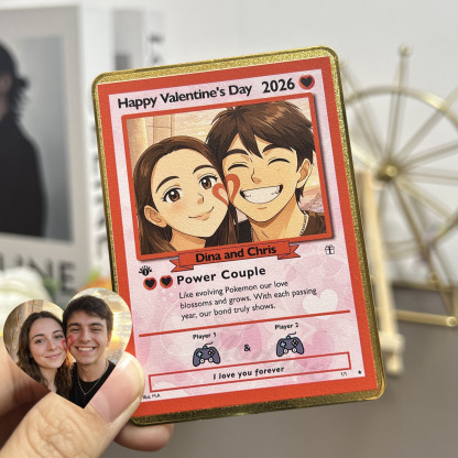 Custom Anniversary Card Couple Photo Anime Style