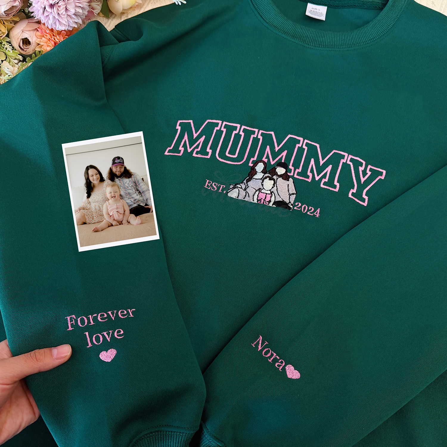 Personalized Embroidered Photo Mom Sweatshirt