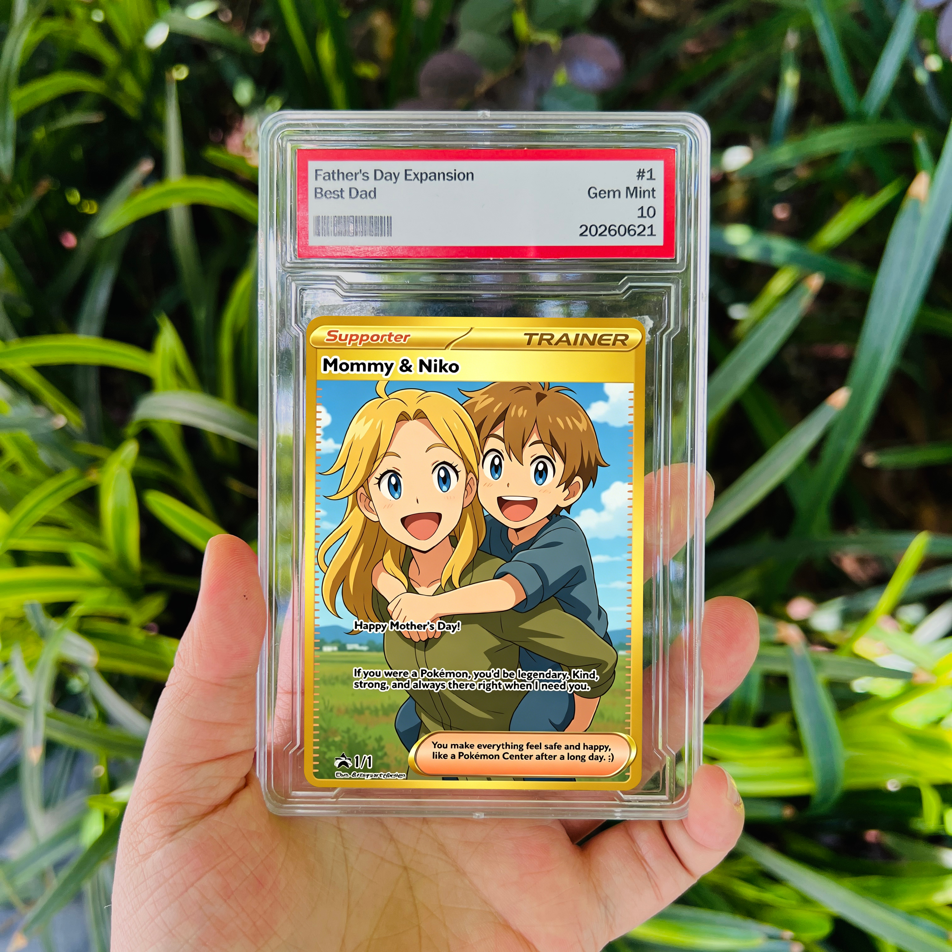 Custom Anime Trainer Card – Personalized "Ultra Rare" Graded Slab Gift for Dad & Mom