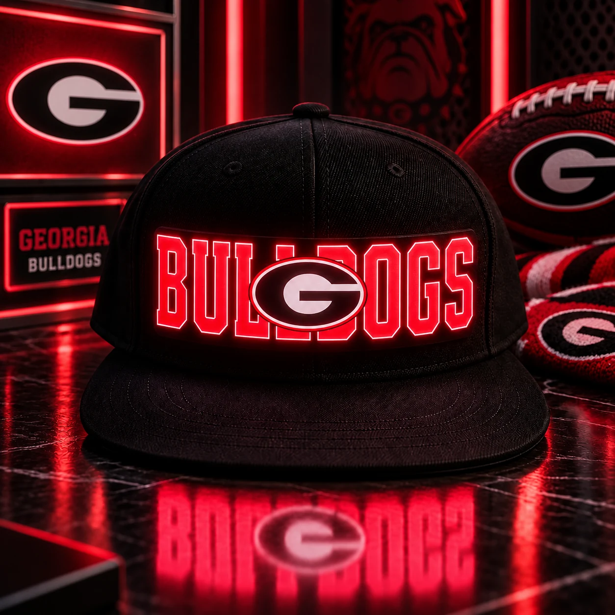 Georgia Bulldogs LED Light-Up College Football Fan Snapback Cap