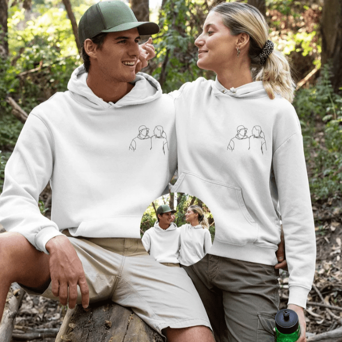 ❤️Custom Embroidered Line Drawing Hoodie