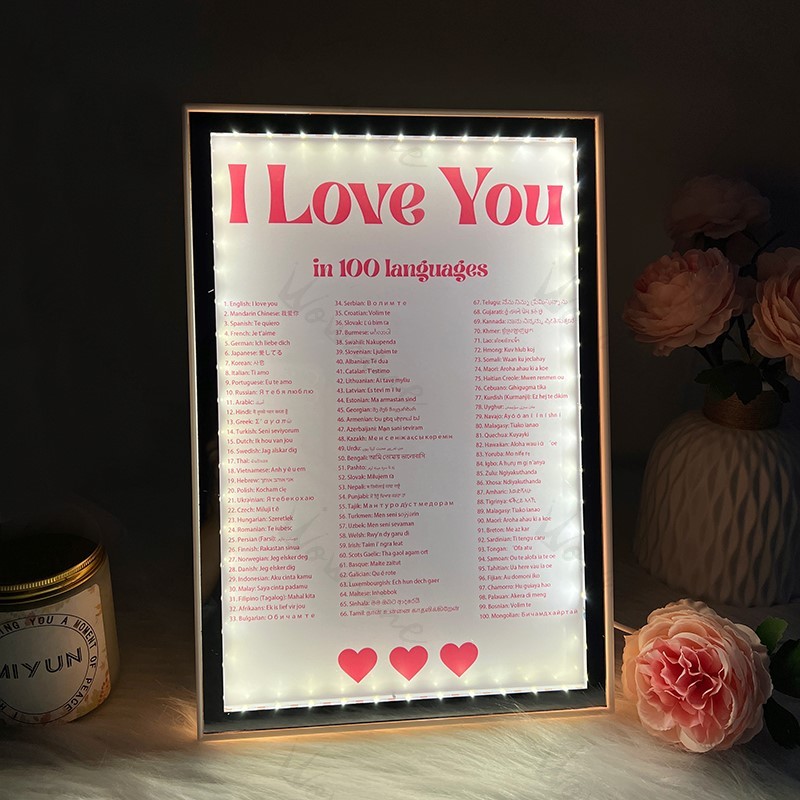 I Love You in 100 languages Mirror Frame Light Box Ⅰ