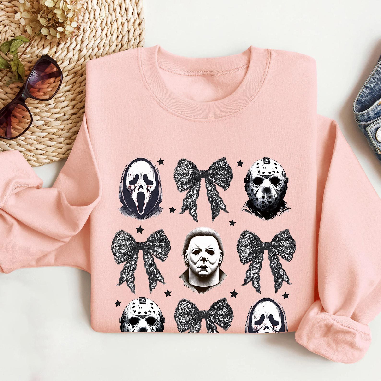 Halloween Coquette Bow Horror Characters Shirt