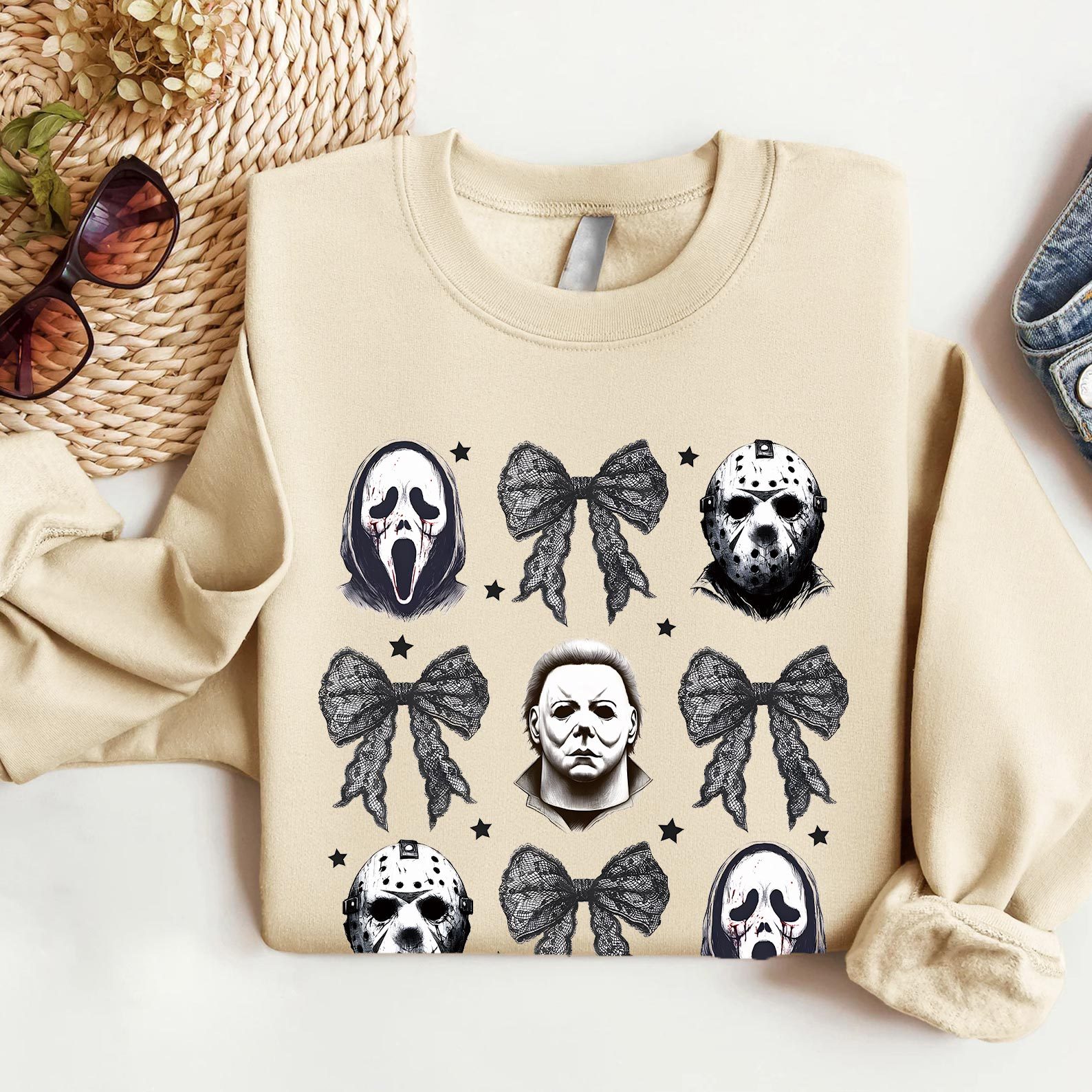 Halloween Coquette Bow Horror Characters Shirt