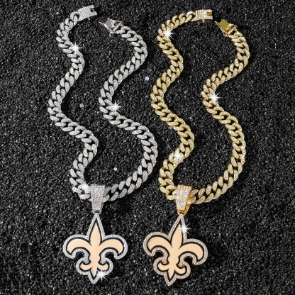 Football Team Cuban Link Pendant Necklace