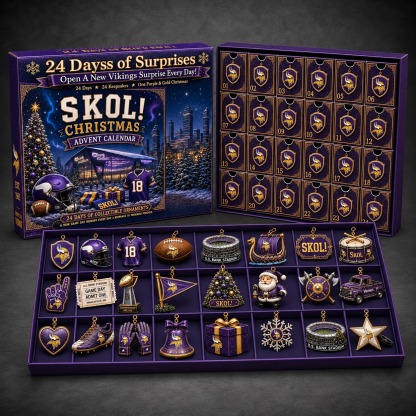 Minnesota Vikings 24-Day Advent Calendar dark gray studio background