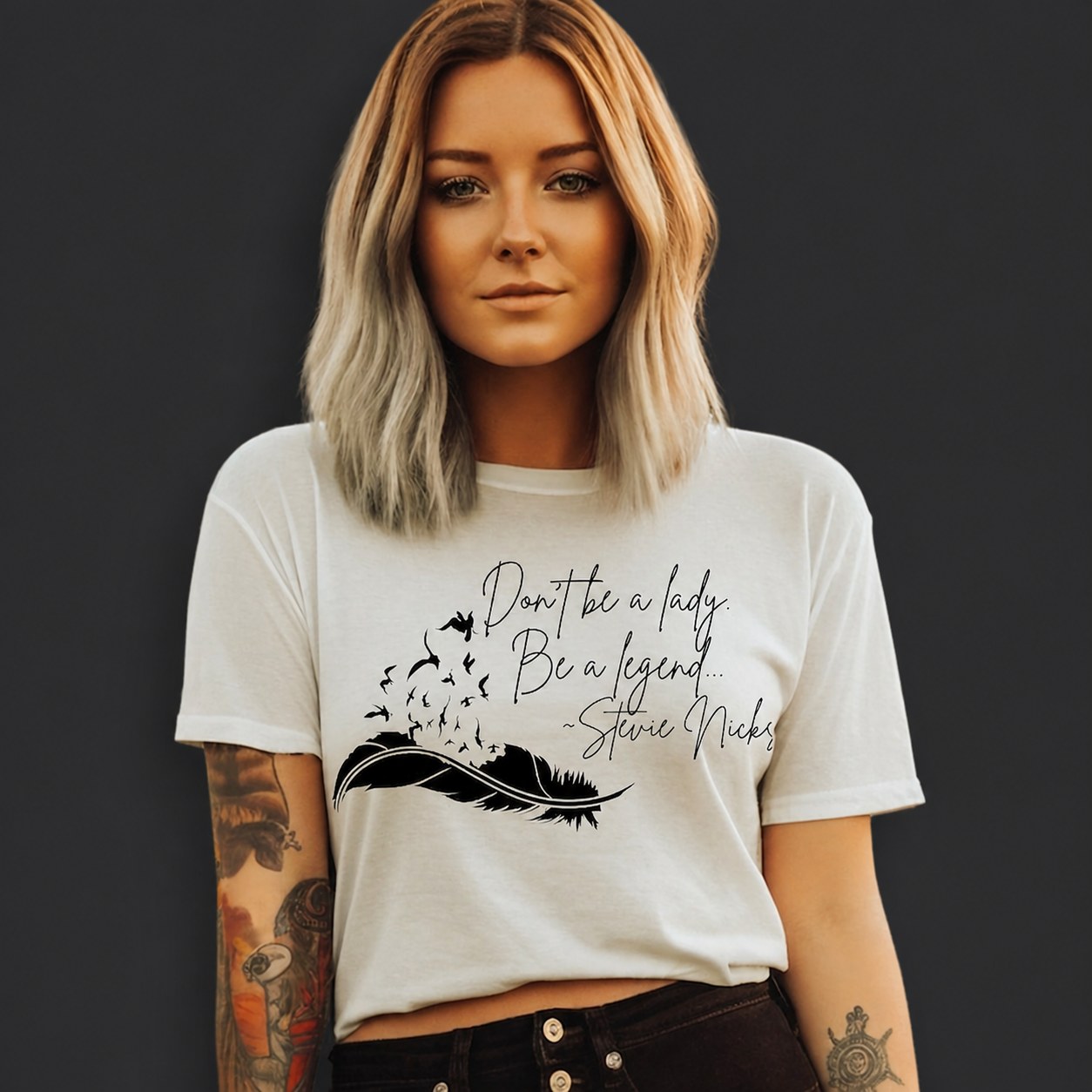 Vintage Inspired Tee with Quote: "Don't Be a Lady. Be a Legend."