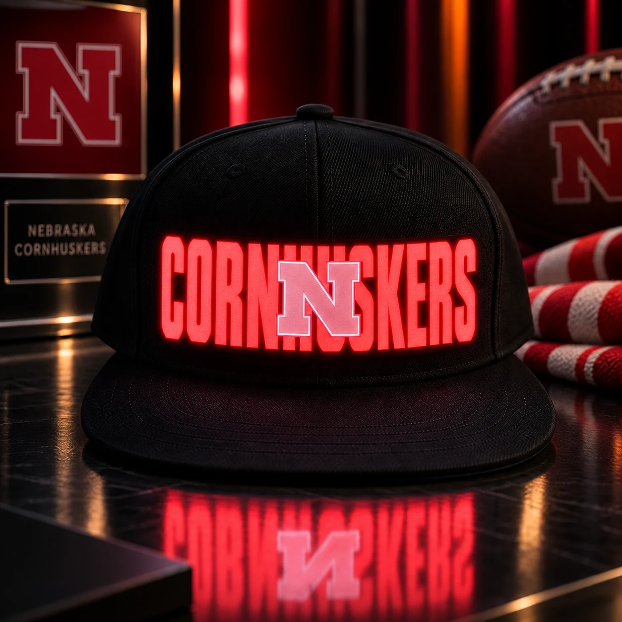 Nebraska Cornhuskers LED Light-Up College Football Fan Snapback Cap