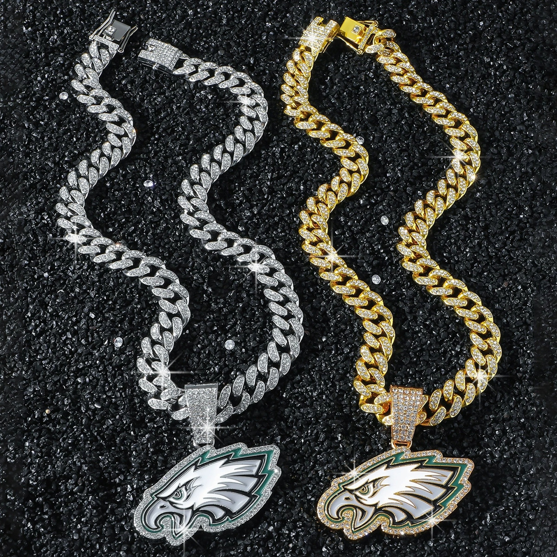 Football Team Cuban Link Pendant Necklace