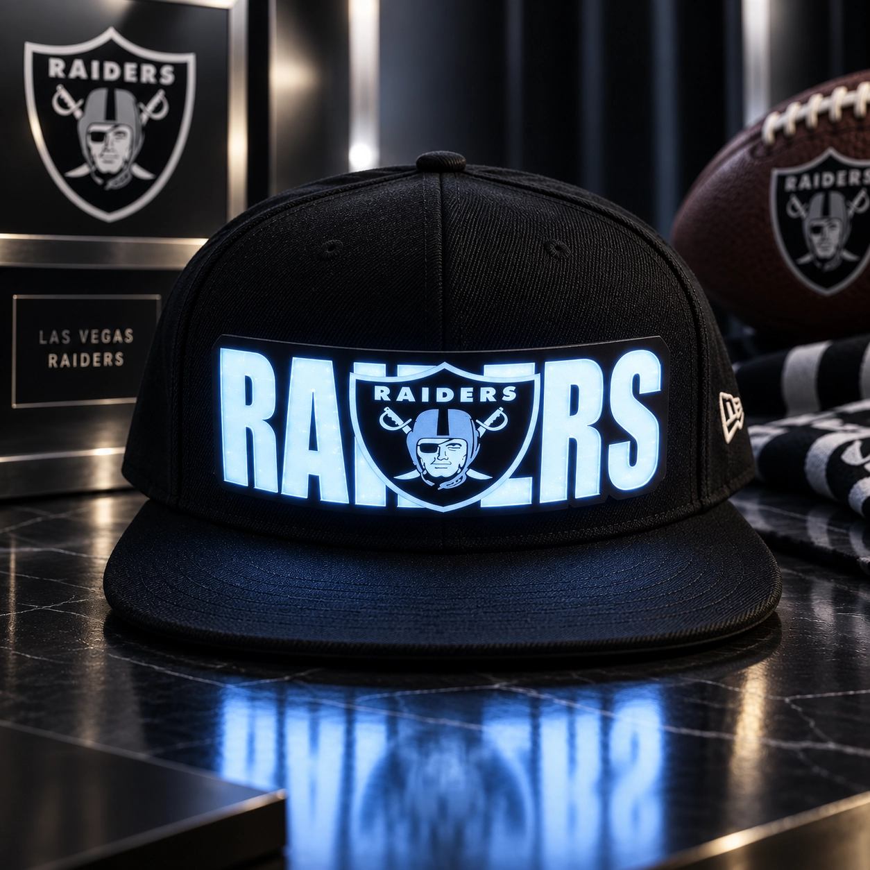 Las Vegas Raiders LED Light-Up Football Fan Snapback Cap