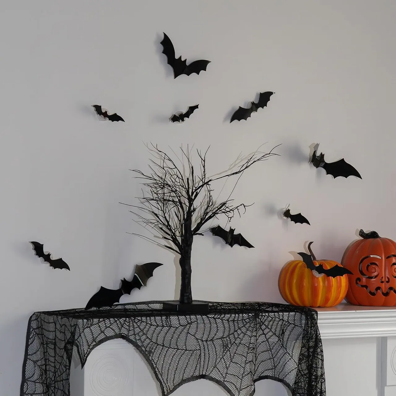 Lighted 3D Bat Wall Decor Set – LED Halloween Decor