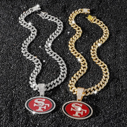 Football Team Cuban Link Pendant Necklace