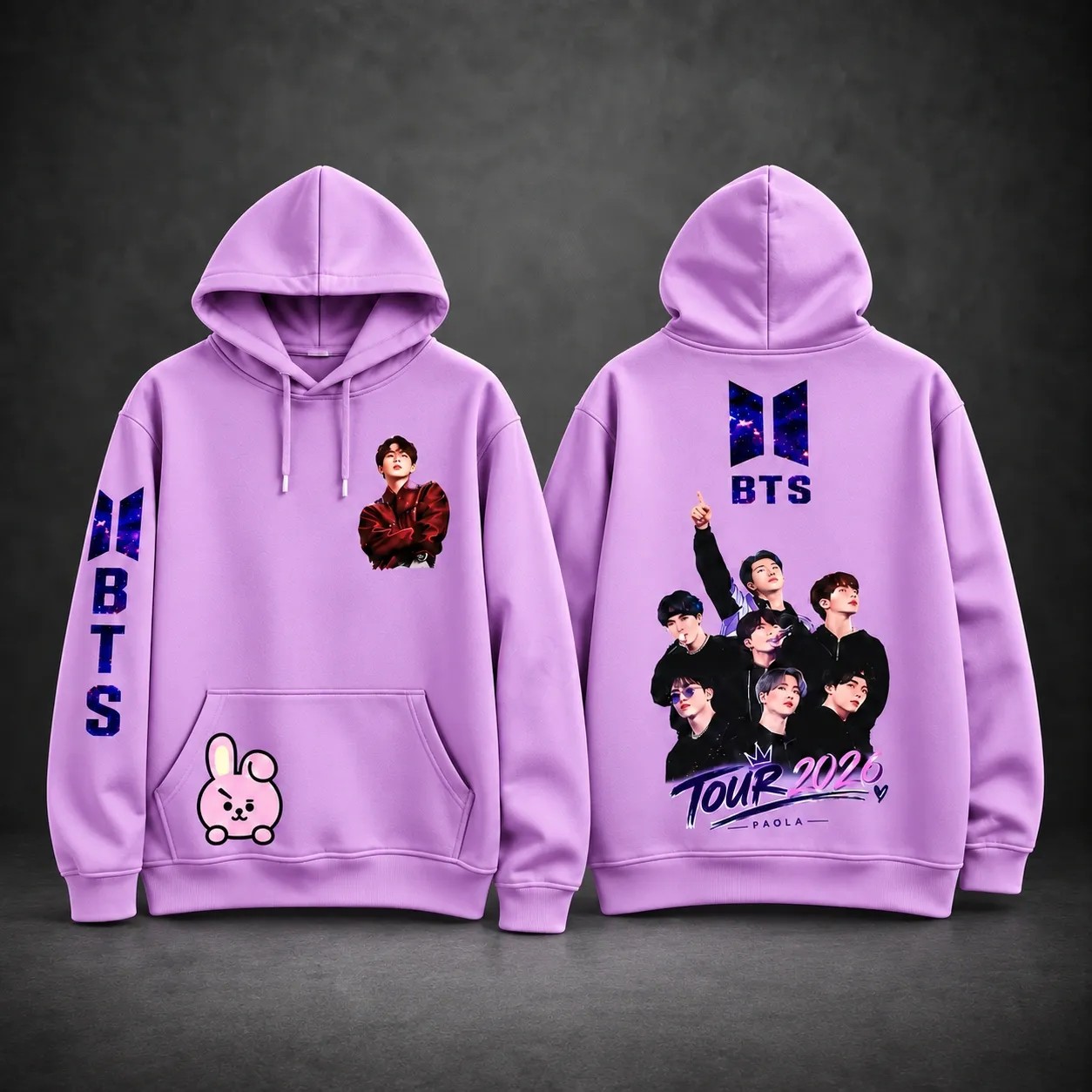 BTS-Inspired Purple Graphic Pullover Hoodie 💜
