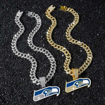 Football Team Cuban Link Pendant Necklace