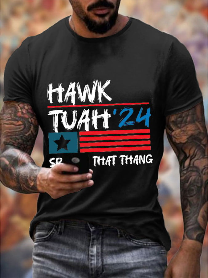 Men's Hawk Tuah Spit On That Thang Casual Tee