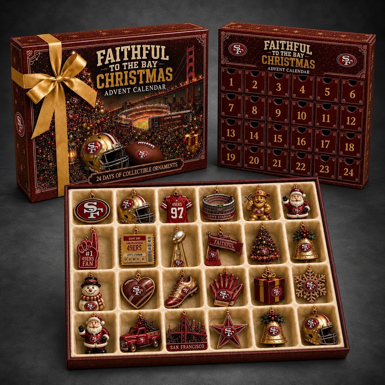 San Francisco 49ers 24-Day Advent Calendar dark gray studio background