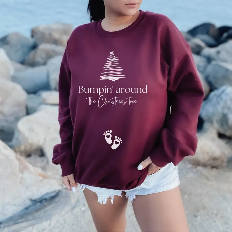 Bumpin around the Christmas tree Pregnancy Announcement sweatshirt