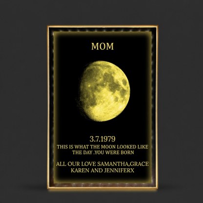 Custom Mom Moon Phase Led Art Light Mirror
