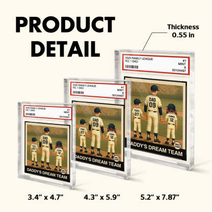 Baseball No. 1 Dad Grandpa Man & Kids Trading Card Style Personalized Acrylic Block Plaque