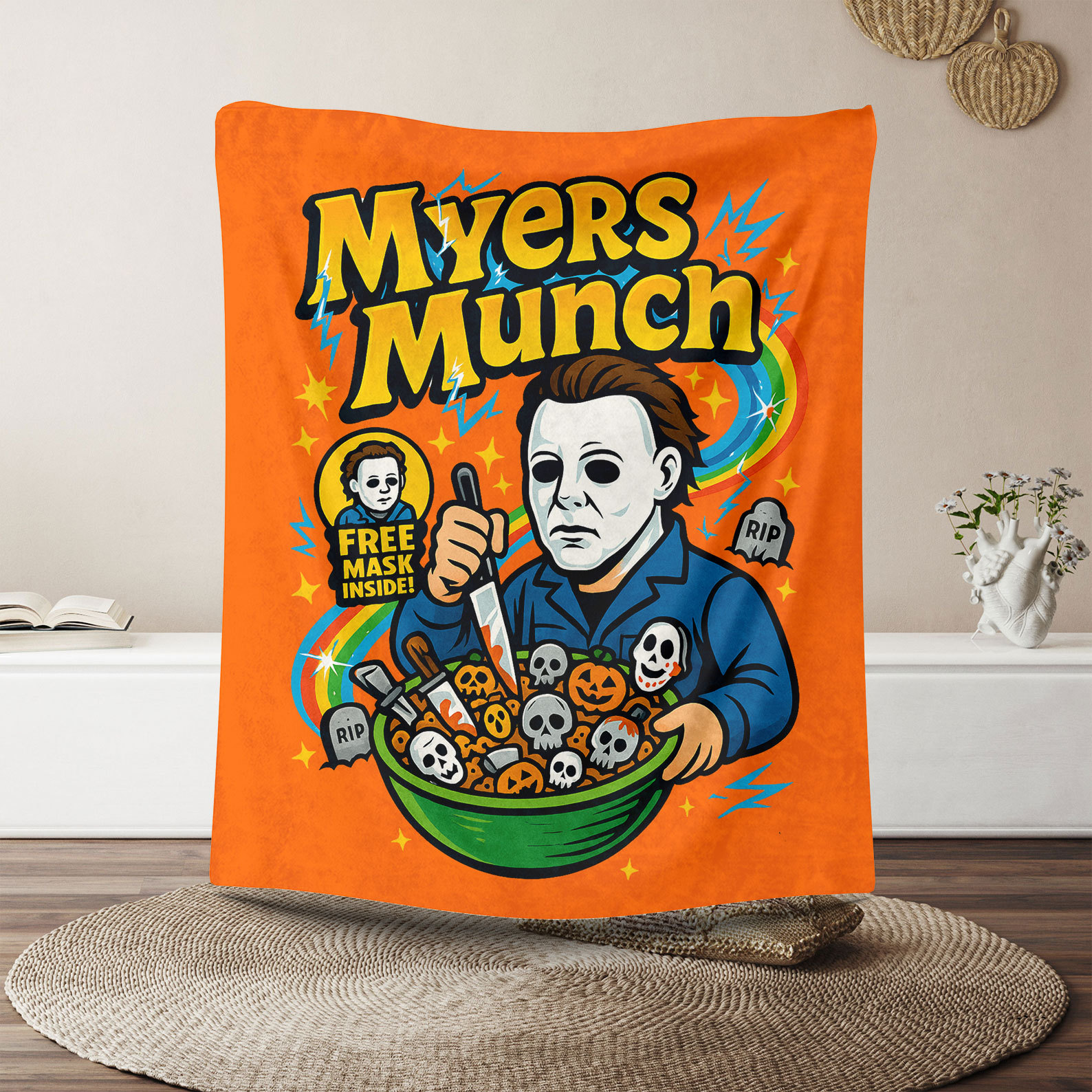 “Horror IP Cereal Box” Retro Spooky Blankets