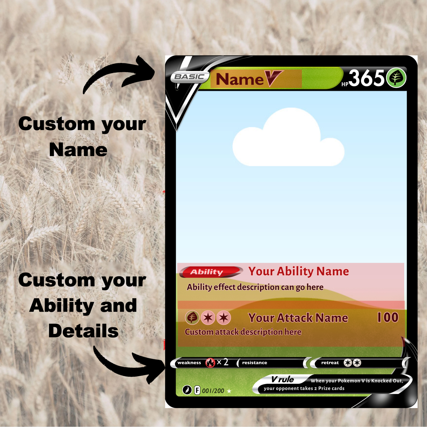 Custom Anime PokeLove 8 Types V Card For Couples