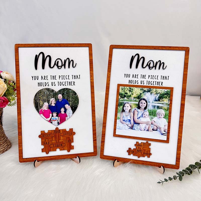 Custom Picture And Name Sign Puzzles Pieces Gift for Mom