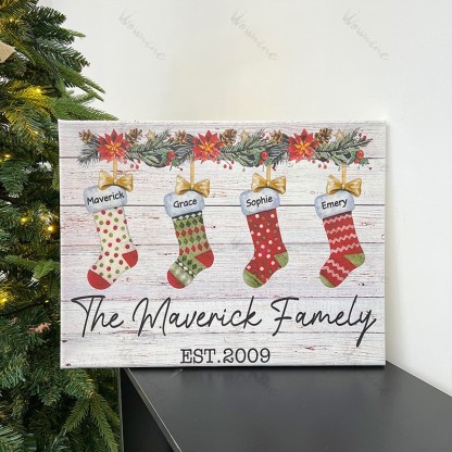 Custom Christmas Family Stocking Wall Art Poster Canvas
