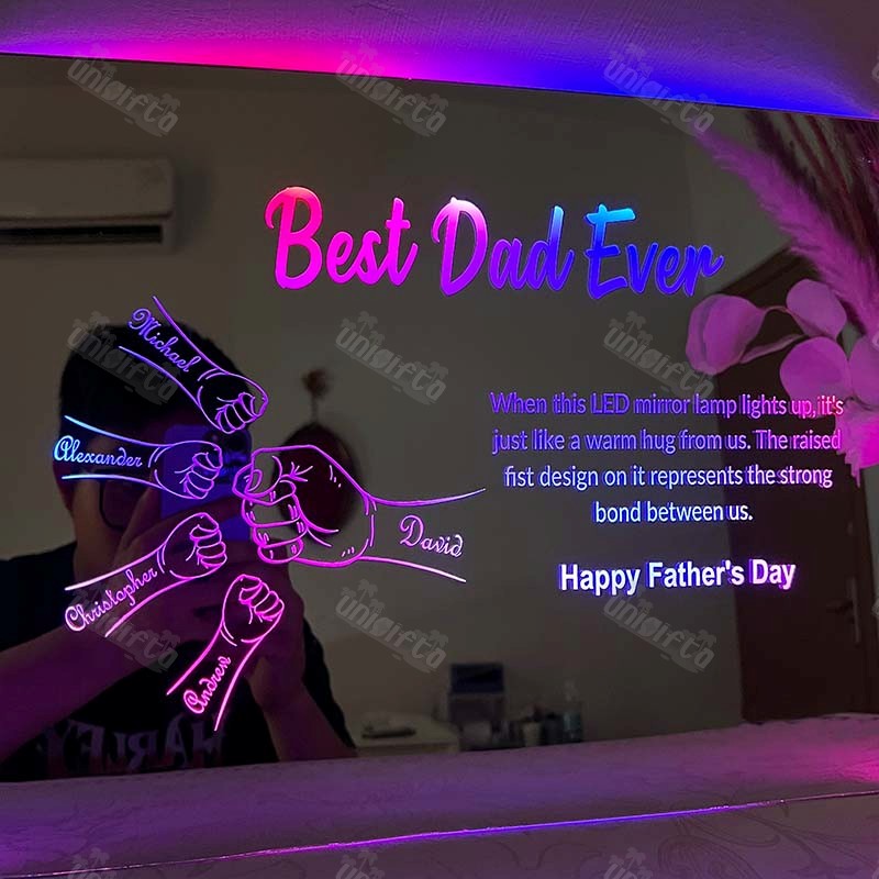 HeroFis Engraved Father's Day Light Mirror
